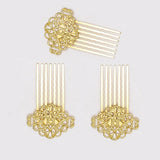 Max 50Pcs Metal Hollow Hair Clips Side Comb Antique Bride Hair Accessory Golden
