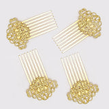 Max 50Pcs Metal Hollow Hair Clips Side Comb Antique Bride Hair Accessory Golden