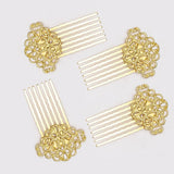 Max 50Pcs Metal Hollow Hair Clips Side Comb Antique Bride Hair Accessory Golden