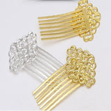 Max 50Pcs Metal Hollow Hair Clips Side Comb Antique Bride Hair Accessory Golden