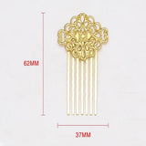 Max 50Pcs Metal Hollow Hair Clips Side Comb Antique Bride Hair Accessory Golden