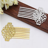Max 50Pcs Metal Hollow Hair Clips Side Comb Antique Bride Hair Accessory Golden