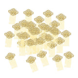 Max 50Pcs Metal Hollow Hair Clips Side Comb Antique Bride Hair Accessory Golden