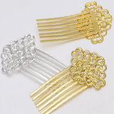 Max 50Pcs Metal Hollow Hair Clips Side Comb Antique Bride Hair Accessory Silver