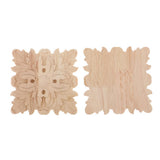Maxbell 2Pcs Square Wood Furniture Appliques Onlays Carved Wooden Carving Decal 12cm