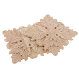 Maxbell 2Pcs Square Wood Furniture Appliques Onlays Carved Wooden Carving Decal 12cm