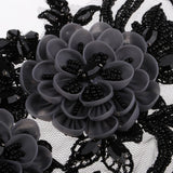 Maxbell 1 Pair Sew On Dress Flower Embroidered Patch Sew Motif Applique  15x40cm