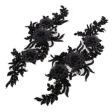 Maxbell 1 Pair Sew On Dress Flower Embroidered Patch Sew Motif Applique  15x40cm