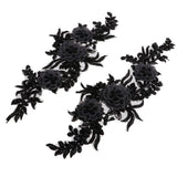 Maxbell 1 Pair Sew On Dress Flower Embroidered Patch Sew Motif Applique  15x40cm