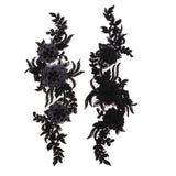 Maxbell 1 Pair Sew On Dress Flower Embroidered Patch Sew Motif Applique  15x40cm