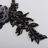 Maxbell 1 Pair Sew On Dress Flower Embroidered Patch Sew Motif Applique  15x40cm