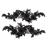 Maxbell 1 Pair Sew On Dress Flower Embroidered Patch Sew Motif Applique  15x40cm