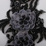 Maxbell 1 Pair Sew On Dress Flower Embroidered Patch Sew Motif Applique  15x40cm
