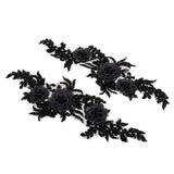 Maxbell 1 Pair Sew On Dress Flower Embroidered Patch Sew Motif Applique  15x40cm