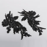 Maxbell 1 Pair Sew On Dress Flower Embroidered Patch Sew Motif Applique  18x30cm