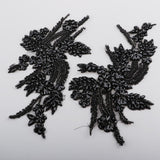 Maxbell 1 Pair Sew On Dress Flower Embroidered Patch Sew Motif Applique  18x30cm