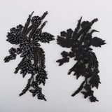 Maxbell 1 Pair Sew On Dress Flower Embroidered Patch Sew Motif Applique  18x30cm
