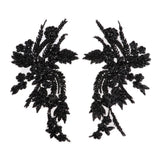 Maxbell 1 Pair Sew On Dress Flower Embroidered Patch Sew Motif Applique  18x30cm