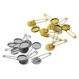 Max 10 Pieces Blank Brooch Settings Lapel Pin Safety Hijab Pins Base 16mm Silver