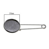 Max 10 Pieces Blank Brooch Settings Lapel Pin Safety Hijab Pins Base 16mm Silver