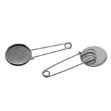 Max 10 Pieces Blank Brooch Settings Lapel Pin Safety Hijab Pins Base 16mm Silver