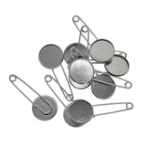 Max 10 Pieces Blank Brooch Settings Lapel Pin Safety Hijab Pins Base 16mm Silver