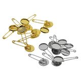 Max 10 Pieces Blank Brooch Settings Lapel Pin Safety Hijab Pins Base 16mm Silver
