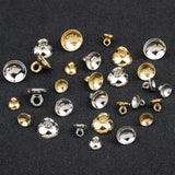 Maxbell 200pCS Plastic Half Round Shape Bell Beads Cap w/ Loop Findings 8mm KC Gold