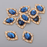 Maxbell 10 Pieces Alloy Flatback Rhinestones Buttons DIY Crafts Embellishment  Blue