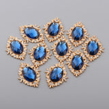 Maxbell 10 Pieces Alloy Flatback Rhinestones Buttons DIY Crafts Embellishment  Blue