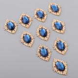 Maxbell 10 Pieces Alloy Flatback Rhinestones Buttons DIY Crafts Embellishment  Blue