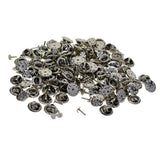 Maxbell 100 Sets DIY Tie Tacks Butterfly Pinch Back Pins Brooch Findings Silver