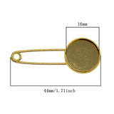 Maxbell 10 Pieces Blank Brooch Settings Lapel Pin Safety Hijab Pins Base 16mm Golden