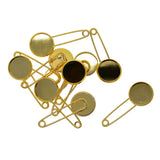 Maxbell 10 Pieces Blank Brooch Settings Lapel Pin Safety Hijab Pins Base 16mm Golden