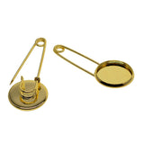 Maxbell 10 Pieces Blank Brooch Settings Lapel Pin Safety Hijab Pins Base 16mm Golden