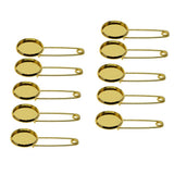 Maxbell 10 Pieces Blank Brooch Settings Lapel Pin Safety Hijab Pins Base 16mm Golden