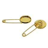 Maxbell 10 Pieces Blank Brooch Settings Lapel Pin Safety Hijab Pins Base 16mm Golden
