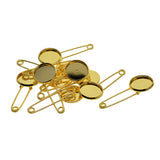 Maxbell 10 Pieces Blank Brooch Settings Lapel Pin Safety Hijab Pins Base 16mm Golden
