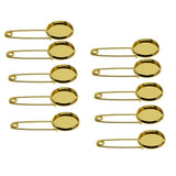 Maxbell 10 Pieces Blank Brooch Settings Lapel Pin Safety Hijab Pins Base 16mm Golden