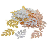 Maxbell 30Pcs Assorted Color Leaf Branches Charms Pendants Jewelry Making Findings
