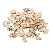 Maxbell 50x Assorted Natural Rustic Wood Slices Wooden Shapes Pieces, for Wedding Centerpiece, DIY Wood Arts Projects, Table Scatters, Country Style Decor
