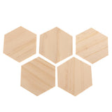 Maxbell 5 Pieces Natural Wood Hexagon Plaque Sign Slices Unfinished Wooden Shapes