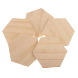 Maxbell 5 Pieces Natural Wood Hexagon Plaque Sign Slices Unfinished Wooden Shapes