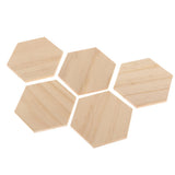 Maxbell 5 Pieces Natural Wood Hexagon Plaque Sign Slices Unfinished Wooden Shapes