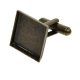 Max 20x 16mm Square Blank Setting Base Pad Cuff Link DIY Wedding Formal Cufflink