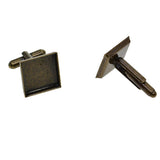 Max 20x 16mm Square Blank Setting Base Pad Cuff Link DIY Wedding Formal Cufflink