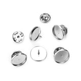Max 20 Set Metal Brooch Making Blank Cabochon Bezel Setting Trays for Badge 12mm