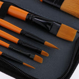 Maxbell 10Pieces Wooden Handle Nylon Hair Painting Brush for Watercolor Oil Painting