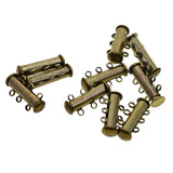 Maxbell 10Pcs Multi 3 Strand Slide Lock Magnetic Tube Brass Clasps DIY Making Bronze