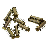 Maxbell 10Pcs Multi 3 Strand Slide Lock Magnetic Tube Brass Clasps DIY Making Bronze